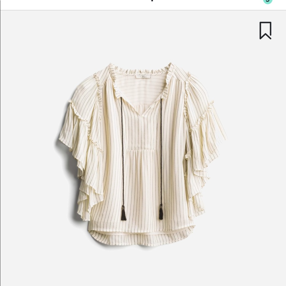 Pale sky top w tassels M